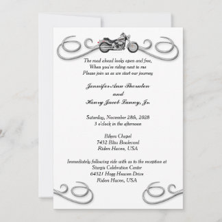Motorcycle & Scrolls Wedding Invitation