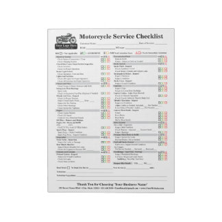 Motorcycle Service Checklist 8.5x11 Notepad