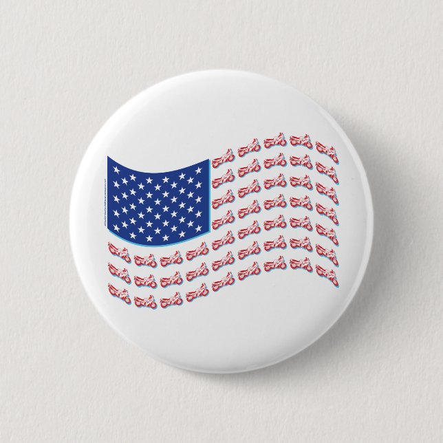 Motorcycle-Shadow-Flag-Wave Pinback Button (Front)