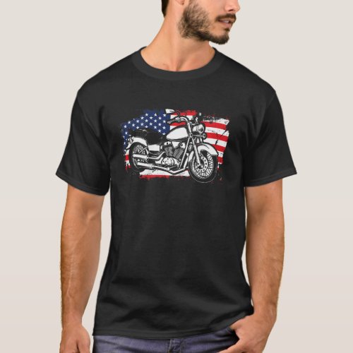 Motorcycle Shirt Biker America Flag Patriotic Moto