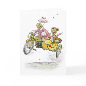 Motorcycle Sidecar Turtles Anniversary Card