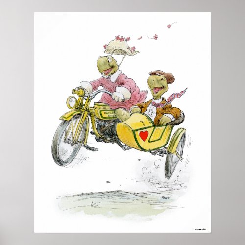Motorcycle Sidecar Turtles Print
