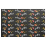 Motorcycle silhouette with biker flame fabric