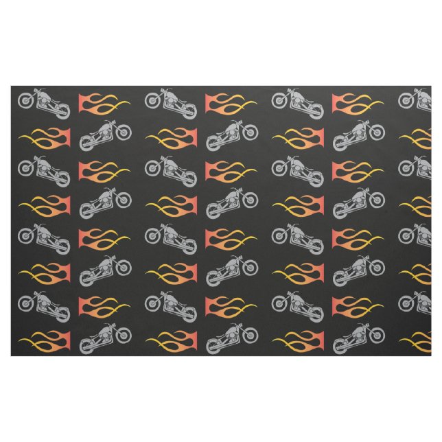 Motorcycle silhouette with biker flame fabric (Fat Quarter)
