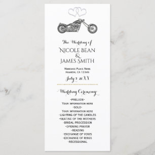 Motorcycle & Silver Hearts Biker Wedding Program