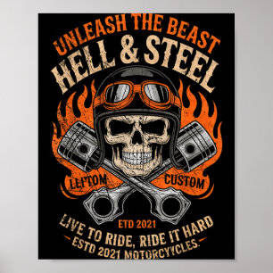 Motorcycle Skull And Ston Crossbones For Men Biker Poster