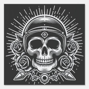 Motorcycle skull legend sign