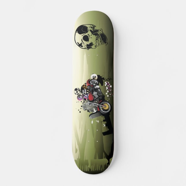 Motorcycle & Skulls Urban Abstract Skateboard (Front)