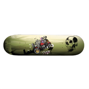 Motorcycle & Skulls Urban Abstract Skateboard