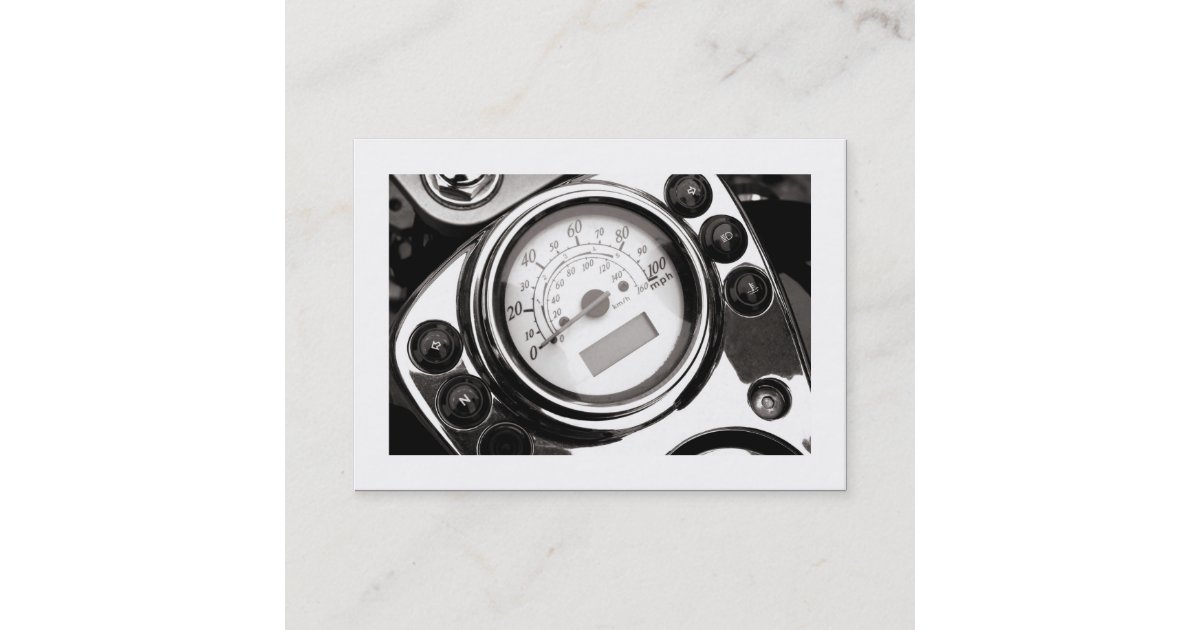 Motorcycle Speedometer (Bordered) Business Card | Zazzle