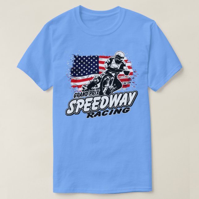 Motorcycle Speedway American Flag  Flat rack Race  T-Shirt (Design Front)