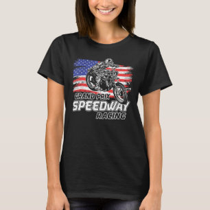 Motorcycle Speedway American Flag Flat Track Rac T-Shirt