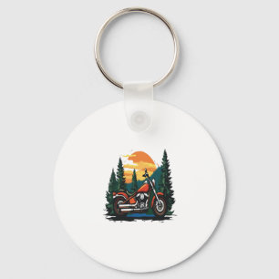 Motorcycle Sunset Biker Landscape Keychain