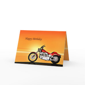 Motorcycle sunset birthday card