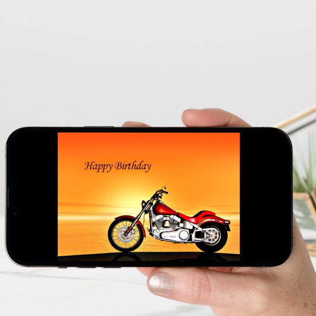 Motorcycle sunset birthday card (Front Digital)
