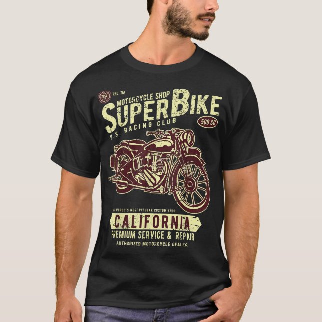 Motorcycle Super Bike Custom Classic Bike Shop Vin T-Shirt (Front)