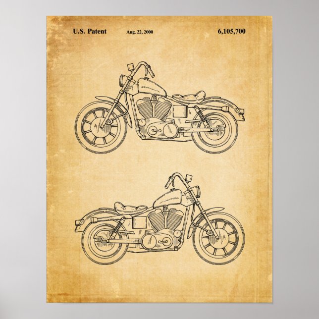 Motorcycle Swing Arm Cover Patent Old Book Page Poster (Front)
