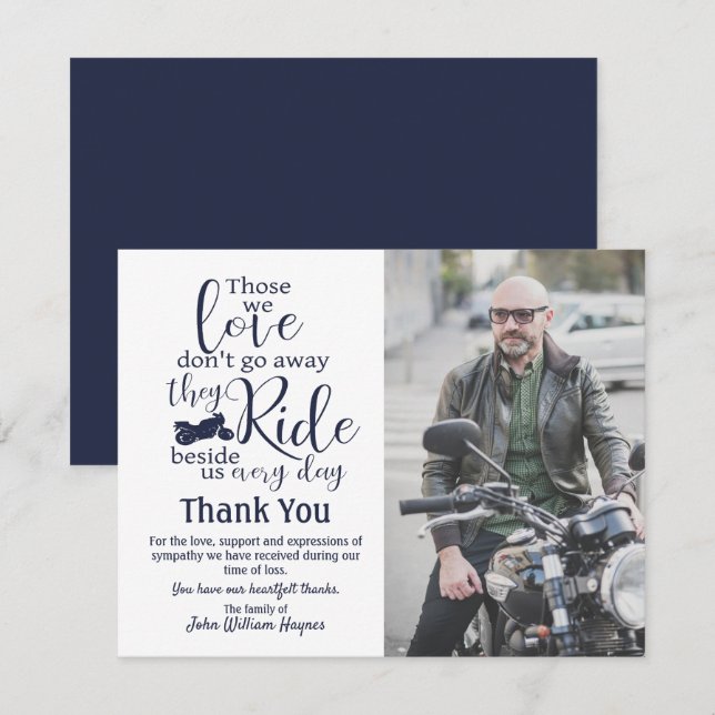 Motorcycle Thank You Funeral Sympathy (Front/Back)