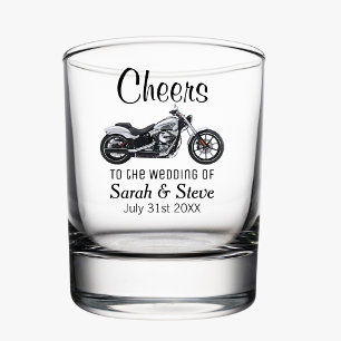 Motorcycle Themed Wedding Date Favors Whiskey Glass
