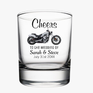 Motorcycle Themed Wedding Date Favors Whiskey Glass