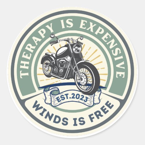 Motorcycle Therapy Wind Vintage Biker Classic Round Sticker