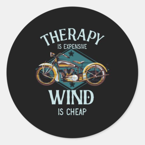 Motorcycle Therapy Wind Vintage Biker Gift Classic Round Sticker