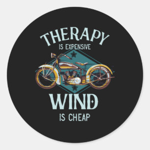 Motorcycle Therapy Wind Vintage Biker Gift Classic Round Sticker