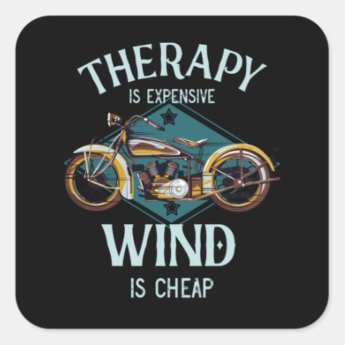 Motorcycle Therapy Wind Vintage Biker Gift Square Sticker