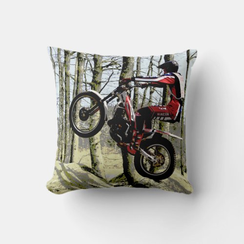 Motorcycle trials rider square cushion