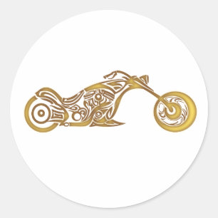 Motorcycle tribal - Choose background color Classic Round Sticker