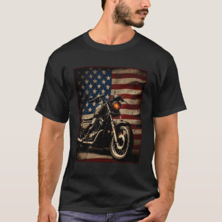 Motorcycle Usa Flag Biker T-Shirt