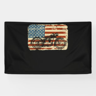 Motorcycle USA Flag patriotic vintage July 4th Banner