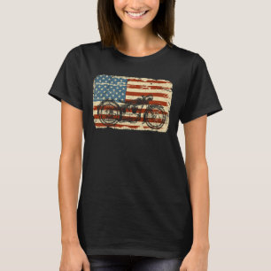 Motorcycle USA Flag patriotic vintage July 4th T-Shirt