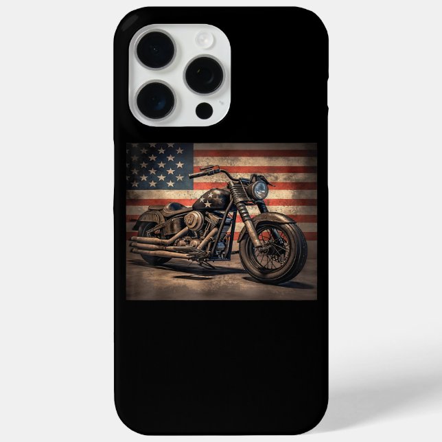 Motorcycle USA Flag Retro Biker Case-Mate iPhone Case (Back)
