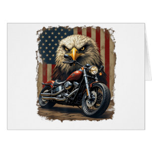 Motorcycle USA Flag Retro Biker Chopper Cards