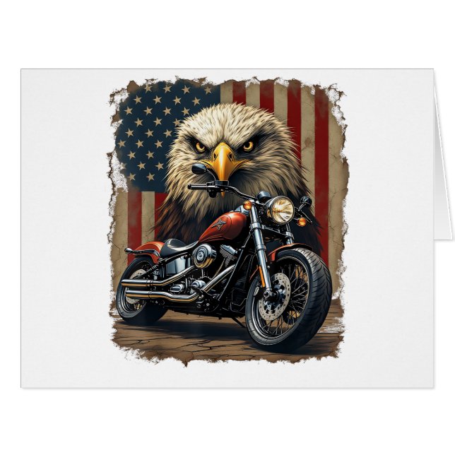Motorcycle USA Flag Retro Biker Chopper Cards (Front Horizontal)