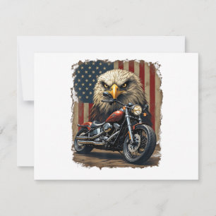 Motorcycle USA Flag Retro Biker Chopper Invitation