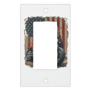 Motorcycle USA Flag Retro Biker Chopper Light Switch Cover