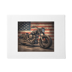 Motorcycle USA Flag Retro Biker Doormat