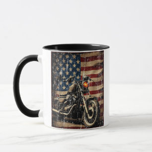 Motorcycle USA Flag Retro Biker Mug