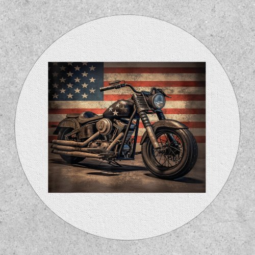 Motorcycle USA Flag Retro Biker Patch