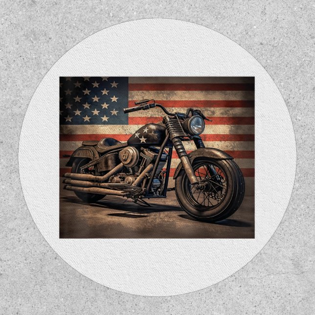 Motorcycle USA Flag Retro Biker Patch (Front)