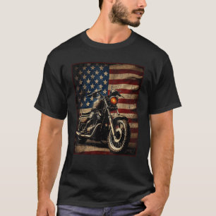 Motorcycle USA Flag Retro Biker T-Shirt