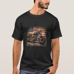 Motorcycle USA Flag Retro Biker T-Shirt
