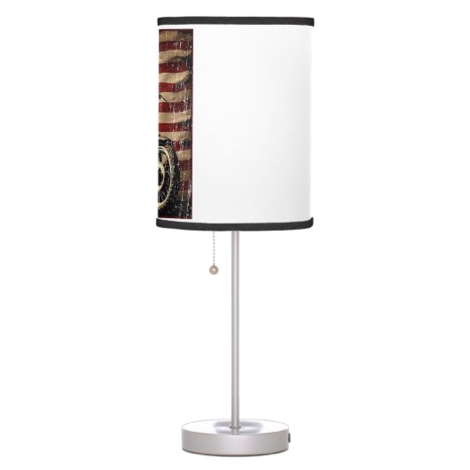 Motorcycle USA Flag Retro Biker Table Lamp (Right)