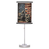 Motorcycle USA Flag Retro Biker Table Lamp (Front)