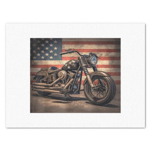 Motorcycle USA Flag Retro Biker Tissue Paper