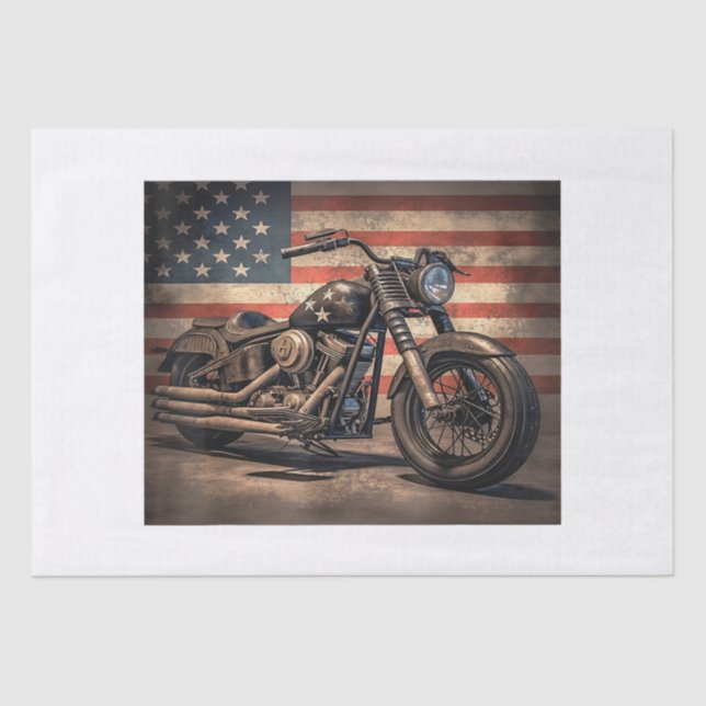 Motorcycle USA Flag Retro Biker Tissue Paper (Front)