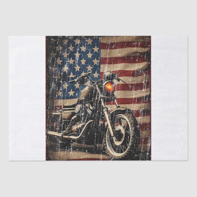 Motorcycle USA Flag Retro Biker Tissue Paper (Front)