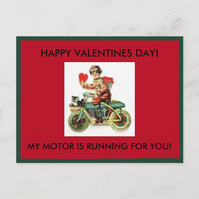 MOTORCYCLE VALENTINES DAY POSTCARD (Front)